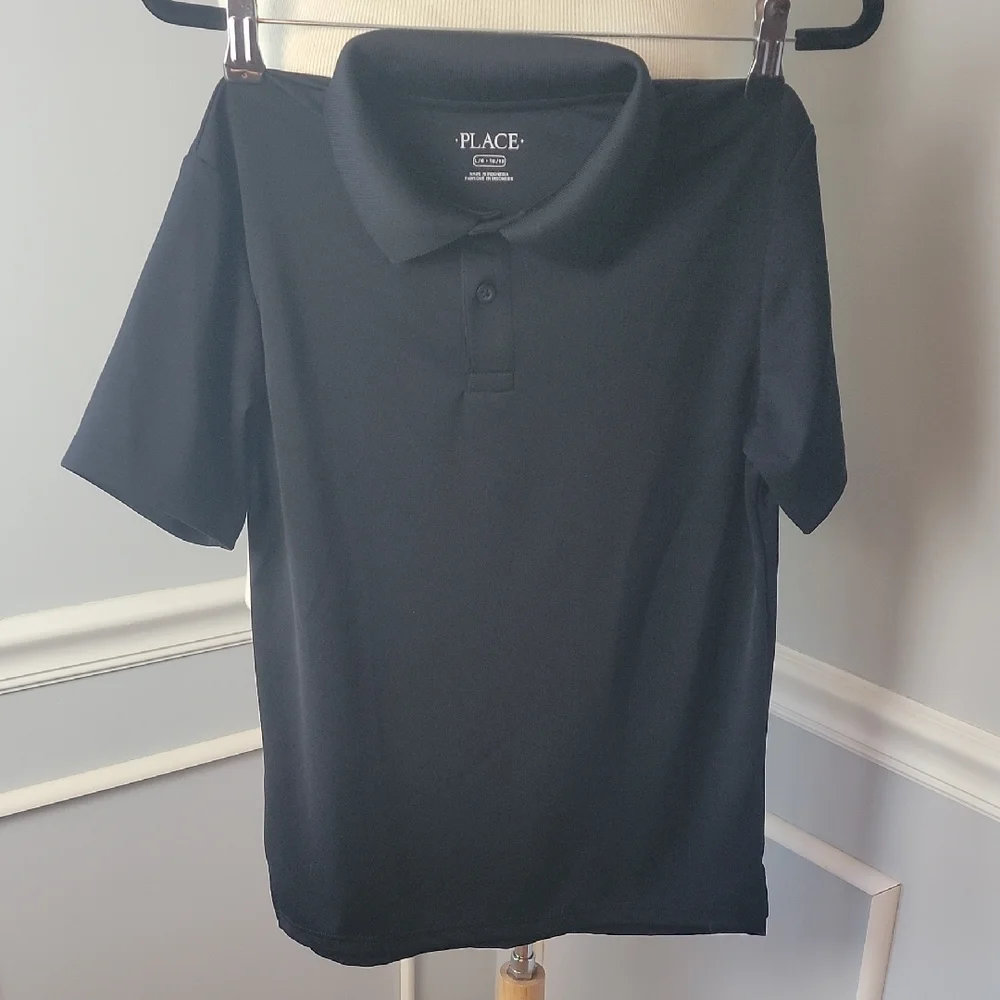 THE CHILDREN'S PLACE Boy's Black Uniform Performance Short Sleeve Preppy‎ Polo L